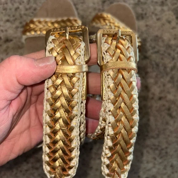 Tory Burch Espadrille Wedge Sandals Sz 38 - Picture 9 of 12